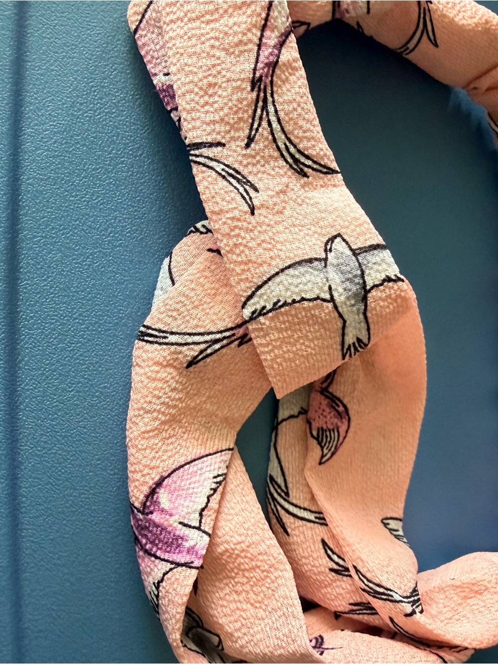 Peach Bird Print Twisted Headband